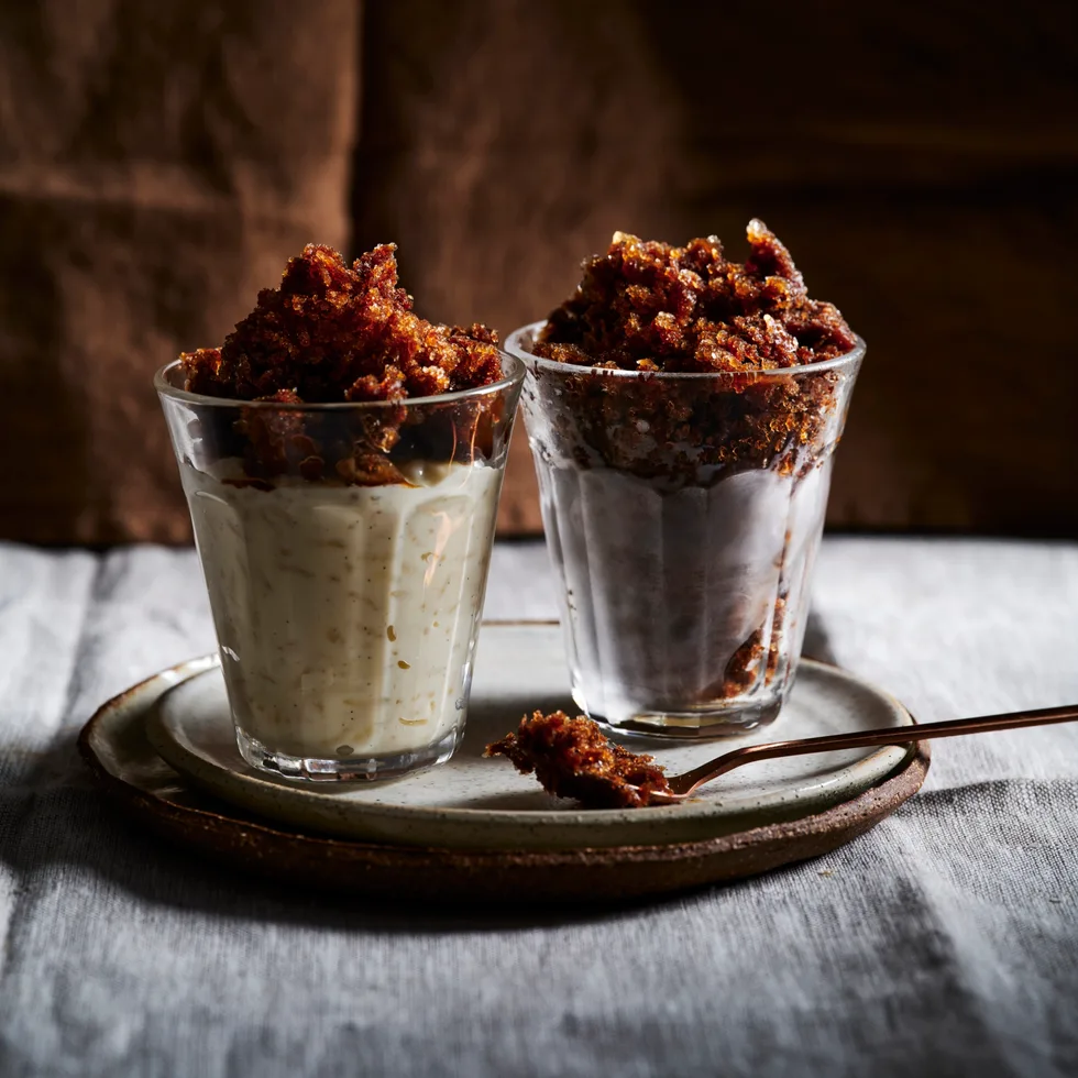 Rice pudding with cold drip granita