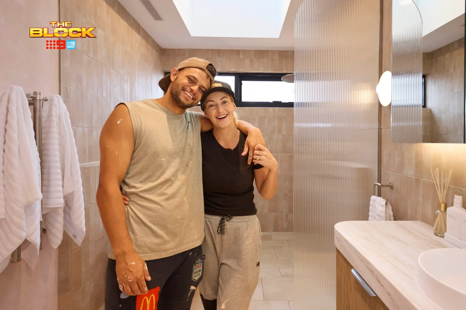 The Block 2025 Britt and Taz main bathroom week 1 (4)