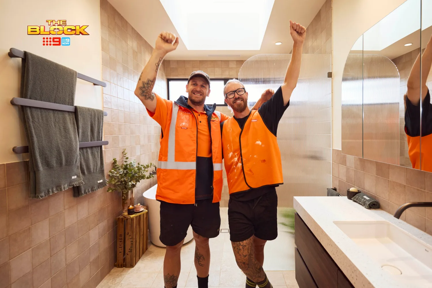 The Block 2025 Robby and Mat main bathroom week 1 