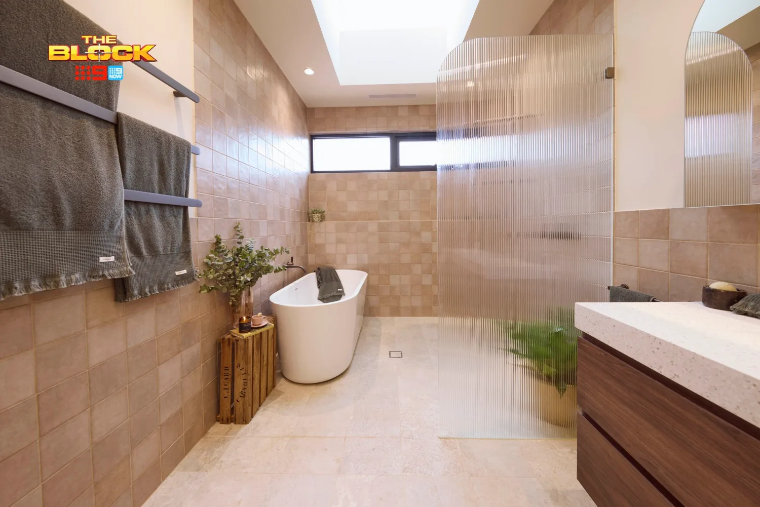 The Block 2025 Robby and Mat main bathroom week 1