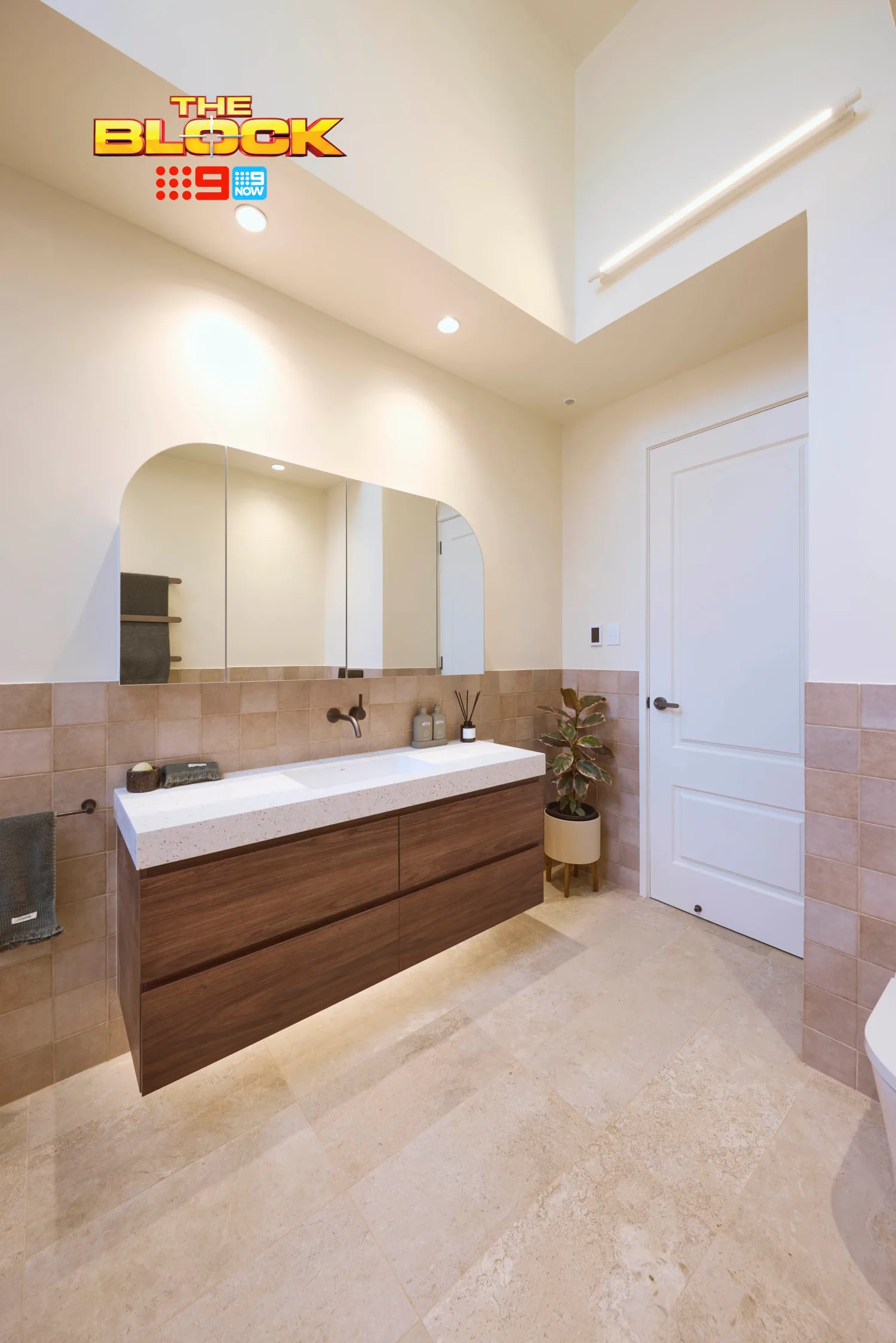 The Block 2025 Robby and Mat main bathroom week 1