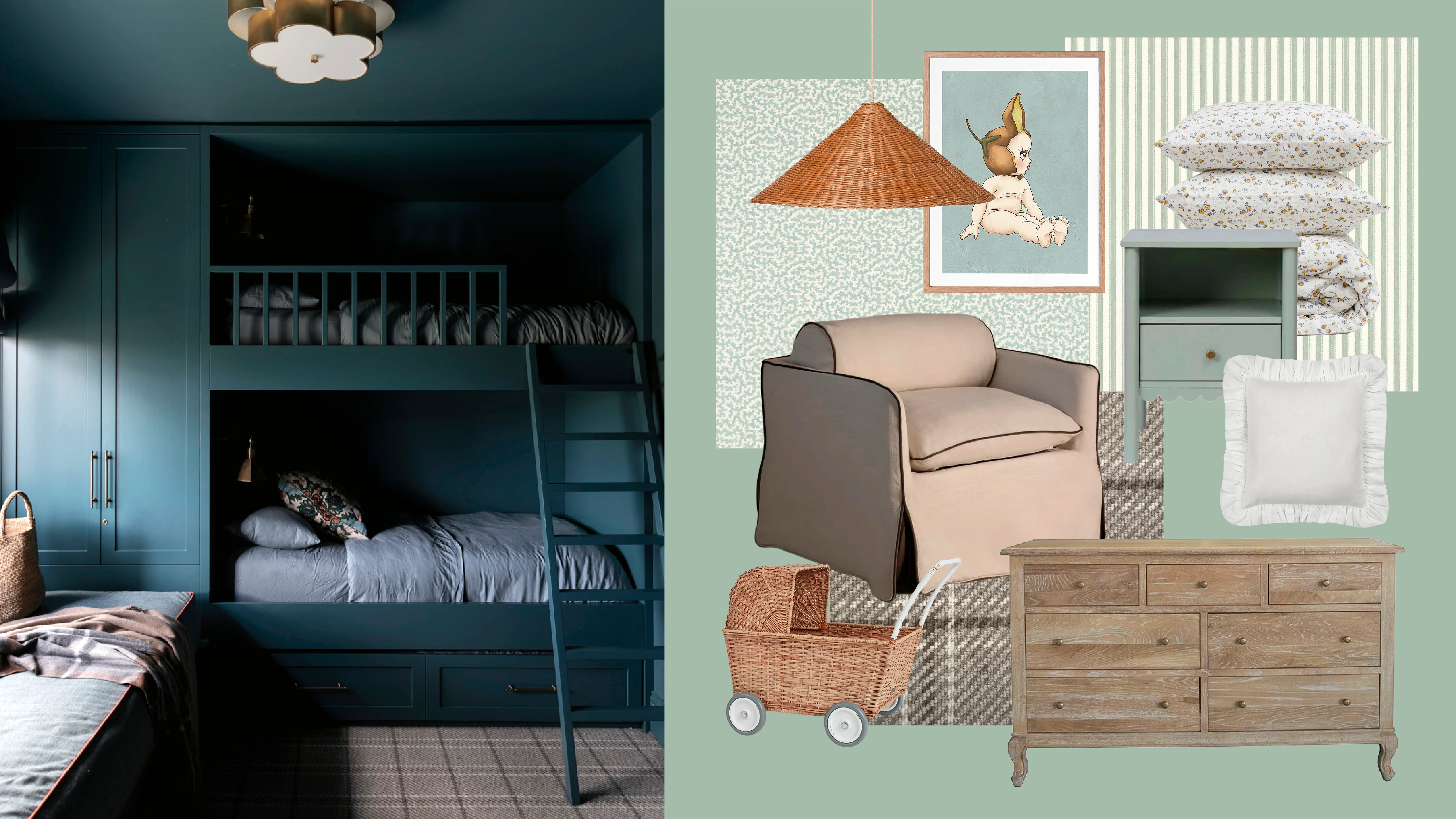 The moodboard inspired by a Kate Walker design for Home Beautiful's 6th Block house. 