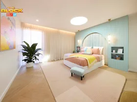 Can and Han's blue children's bedroom.