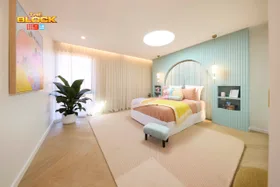 Can and Han's blue children's bedroom.