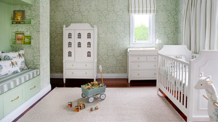 A green and white nursery.