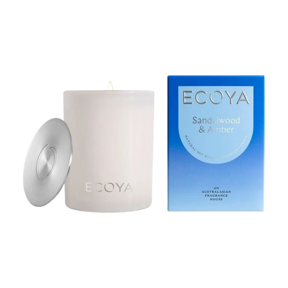 Ecoya Sandalwood and Amber Candle + Best Scented Candles Australia 2026 + Best Home Fragrances