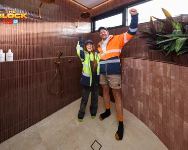 Emma and Ben in their The Block 2025 main ensuite reveal
