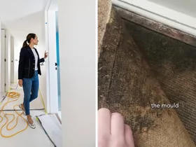 Georgina Wilson architect with mouldy carpet from TikTok video