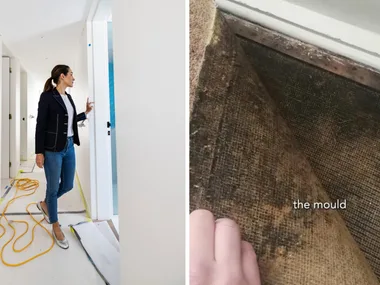Georgina Wilson architect with mouldy carpet from TikTok video
