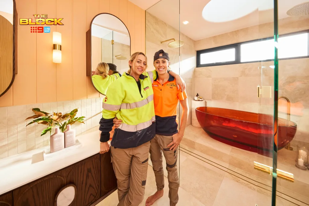 Han and Can from The Block 2025 int heir main ensuite reveal