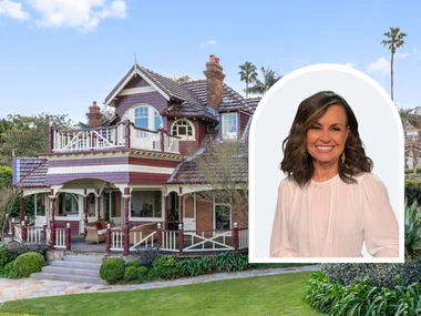 Lisa Wilkinson inset with exterior of her Cremorne house that's for sale