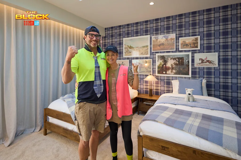 Sonny and Alicia in their bedroom reveal for a young boy on The Block 2025.