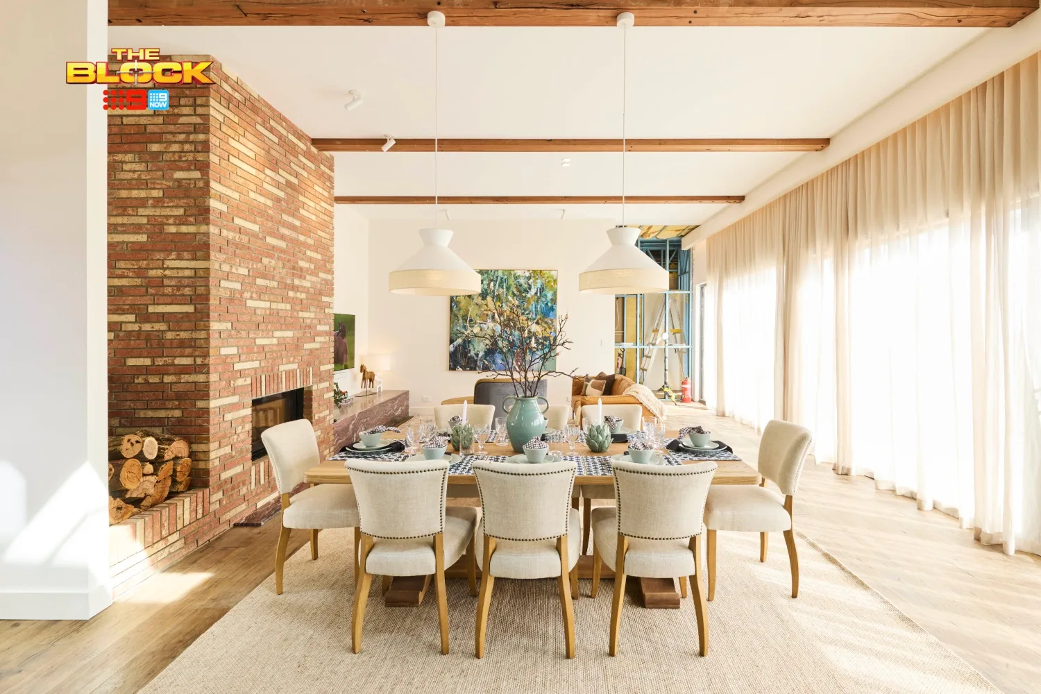 The Block 2025 team Alicia and Sonny's living and dining room