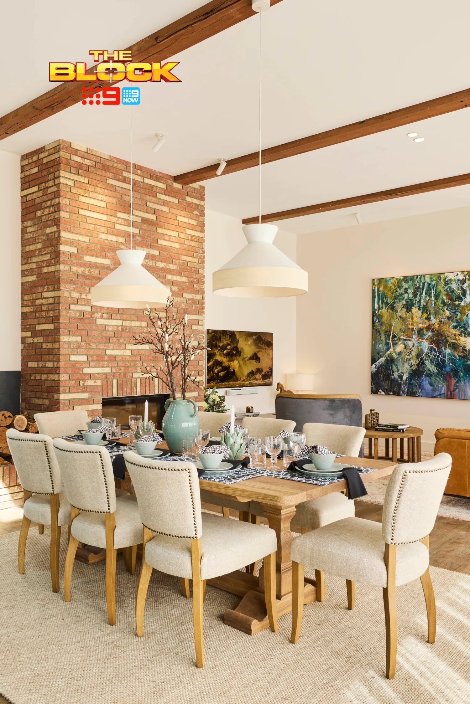 The Block 2025 team Alicia and Sonny's living and dining room