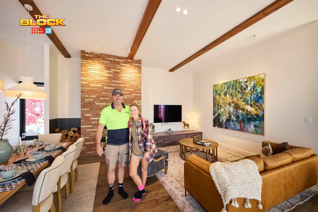 The Block 2025 team Alicia and Sonny in their living and dining
