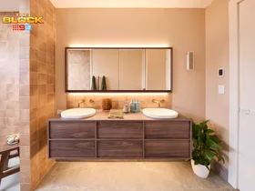 The Block 2025 Alicia and Sonny main bathroom week 1