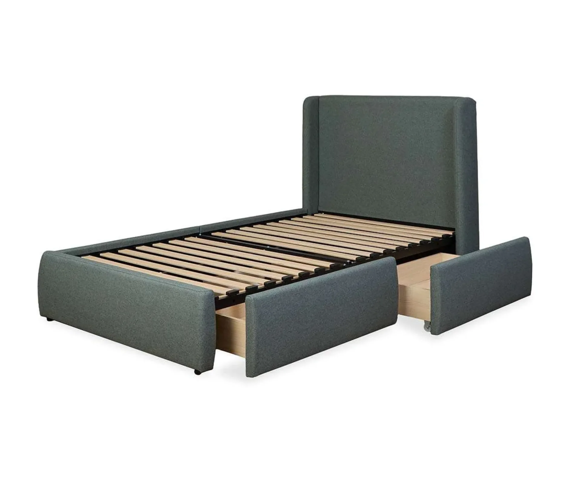 Mocka Charley sage green king single storage bed with built-in under-bed drawers