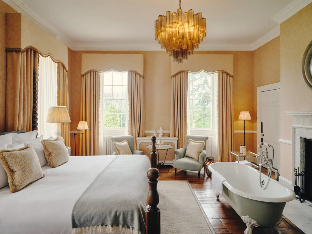 A hotel room in Babington House.