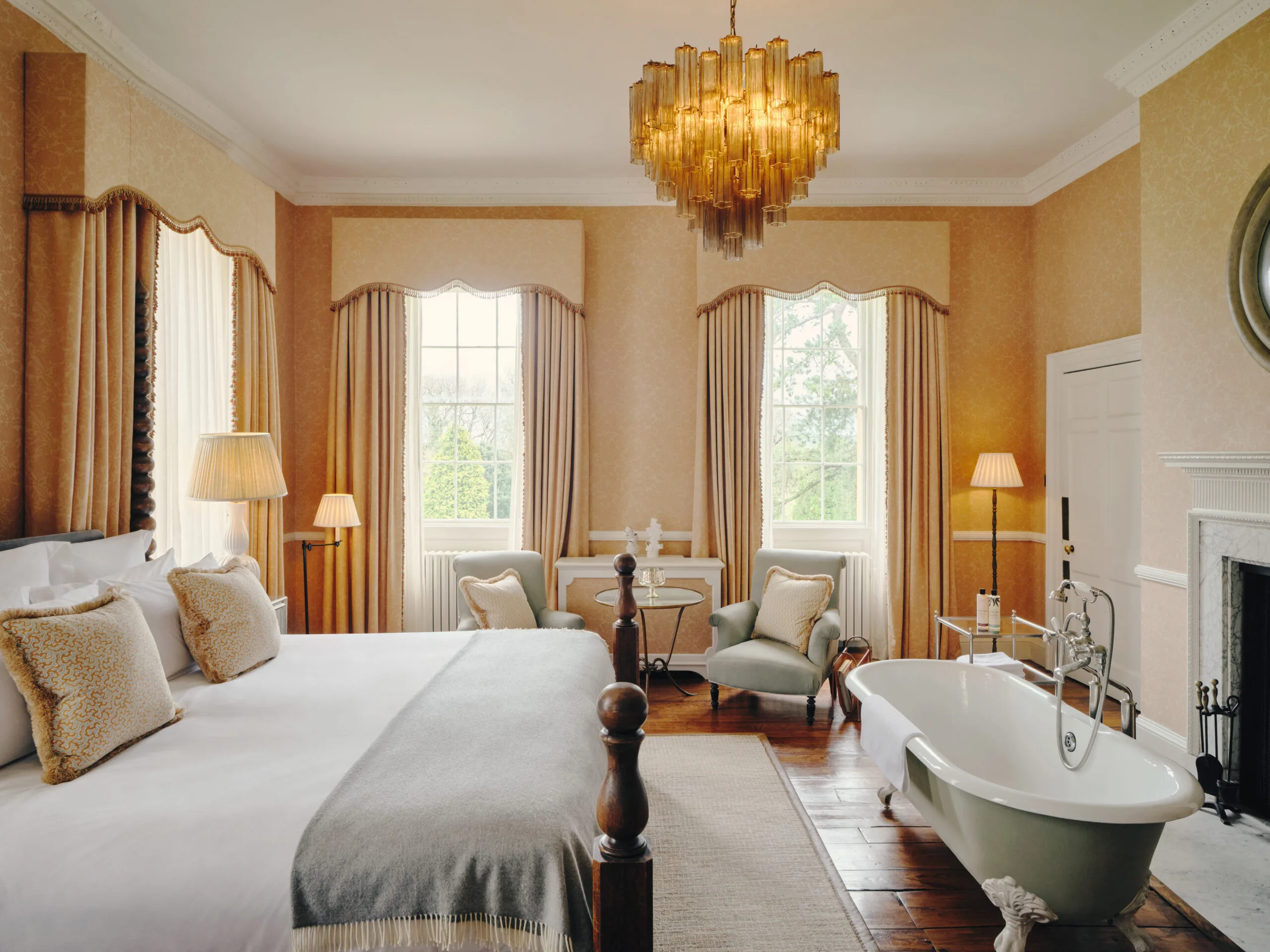 A hotel room in Babington House.