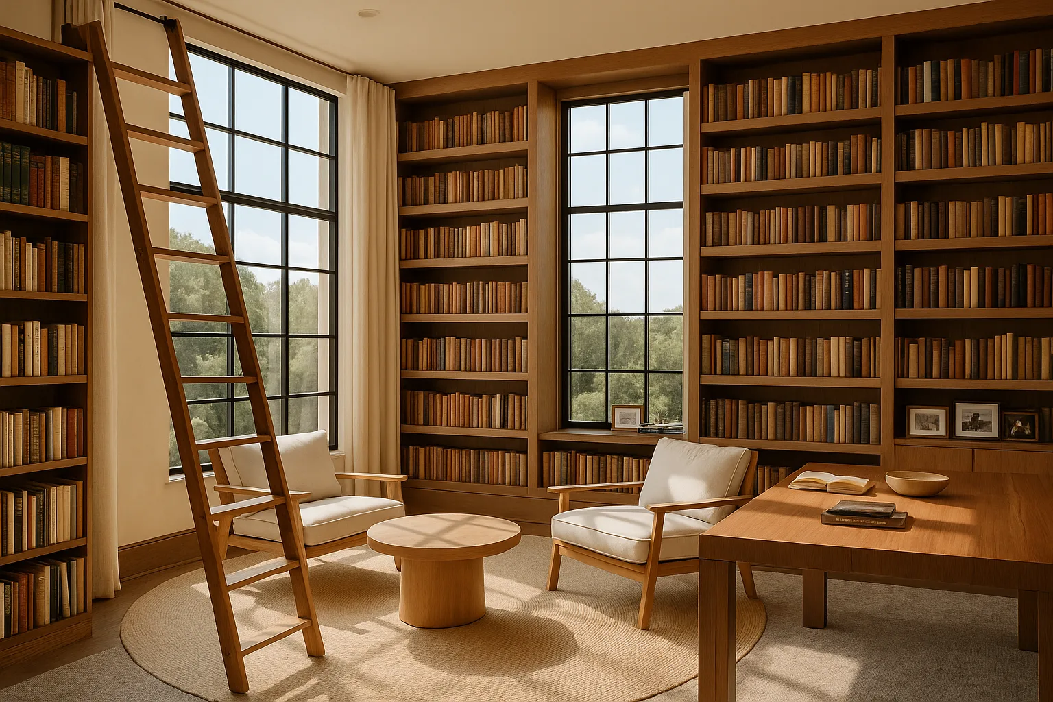 An AI render of Home Beautiful's library