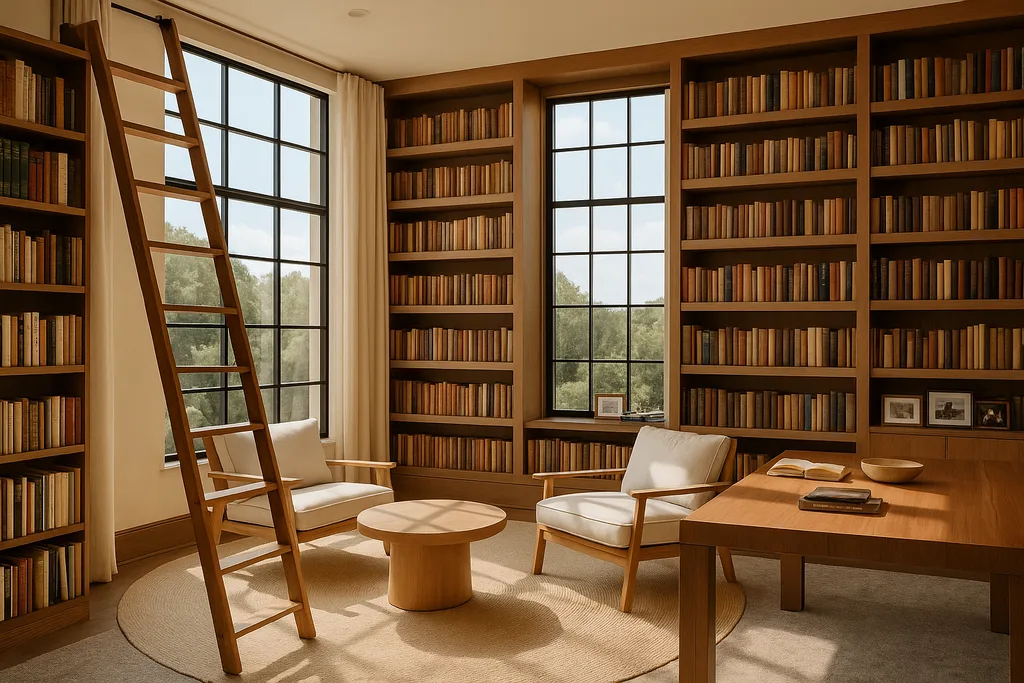 An AI render of Home Beautiful's library