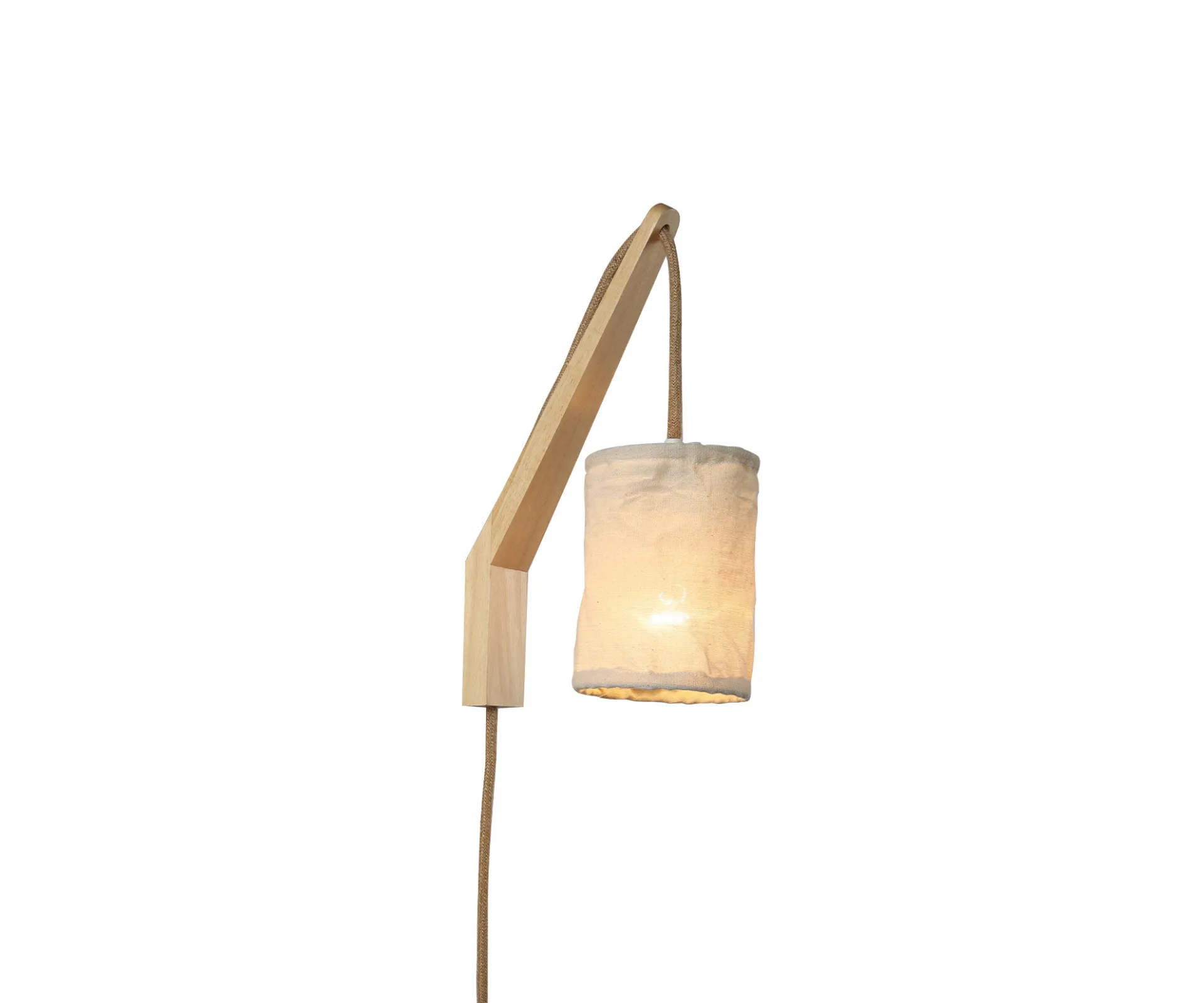 Product image of the Christie Rubberwood & Fabric Wall Lamp, ranked our best affordable plug-in wall light