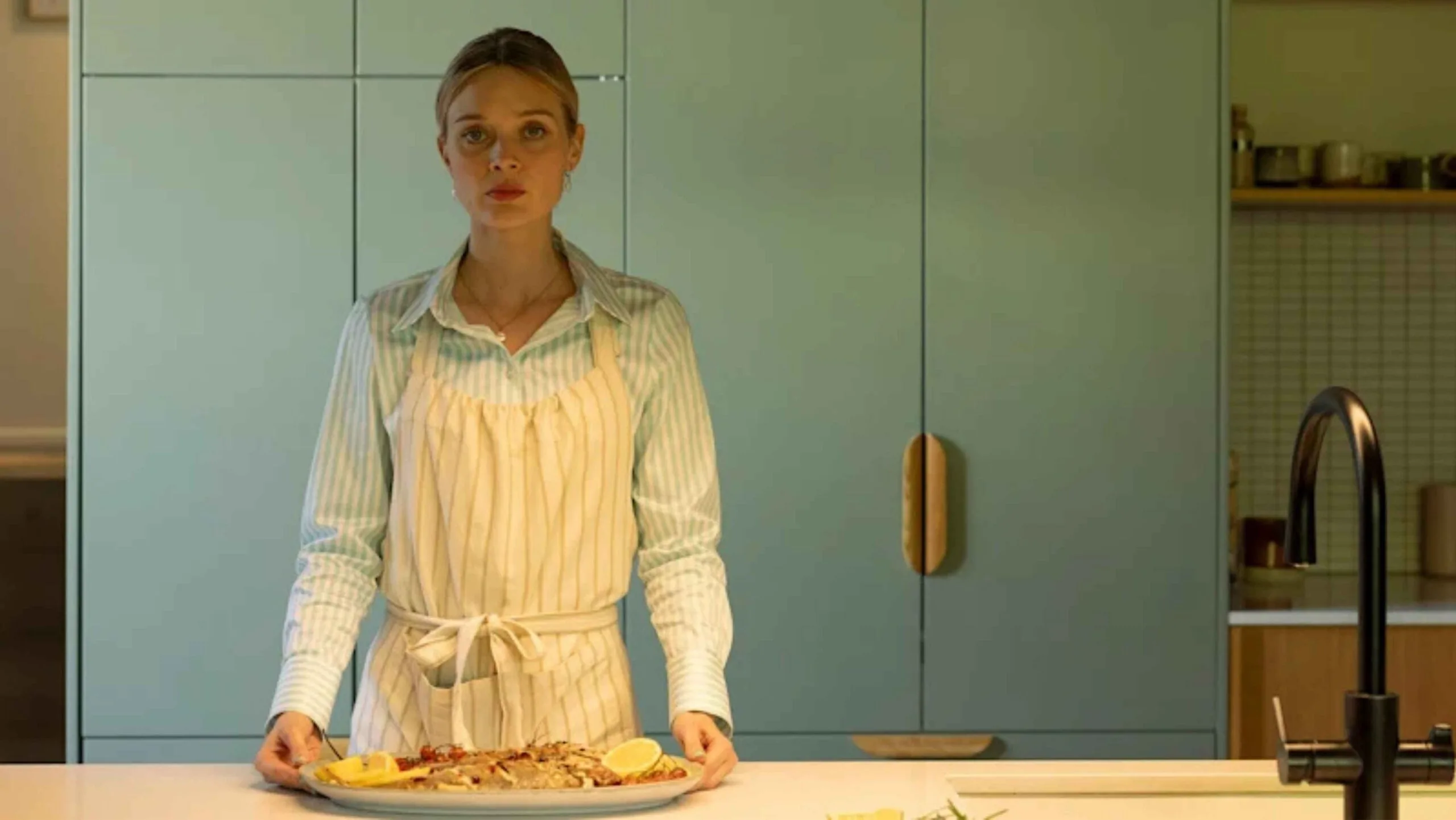 Green kitchen featured in ABC TV series The Family Next Door