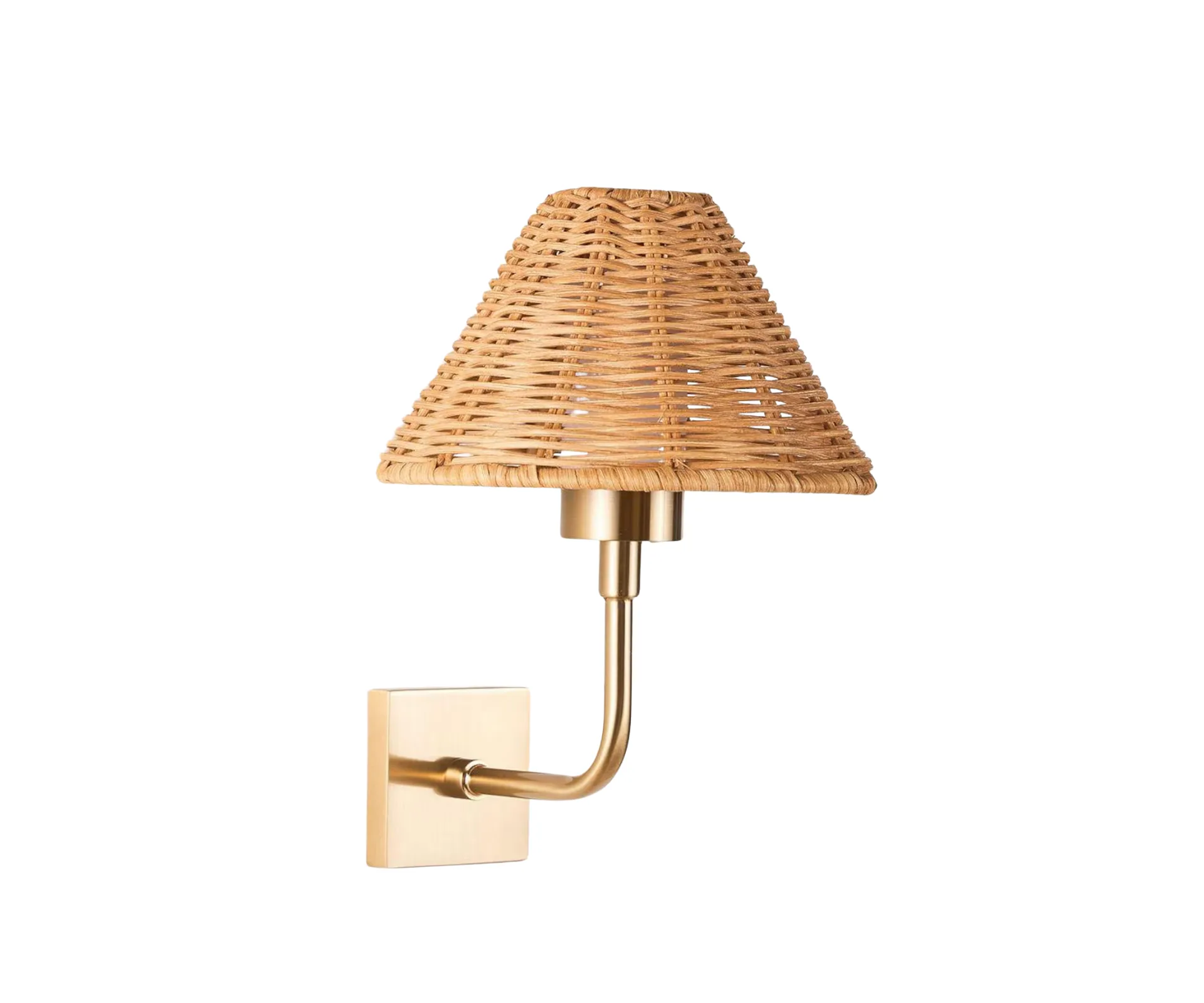 Product picture of the Rechargeable Wall Light in Rattan & Brass, ranked our #1 overall best plug-in wall light