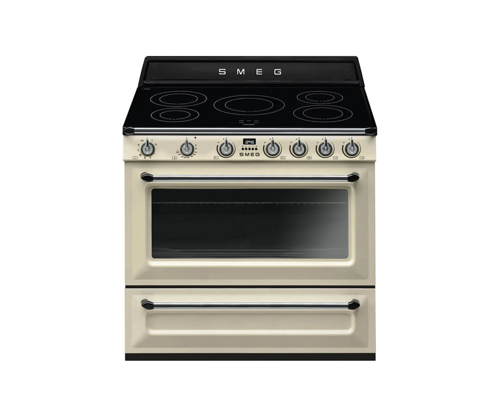 Smeg 90cm 'Victoria' freestanding cooker with induction hob in Panna Cream + best oven of 2026 for home cooks