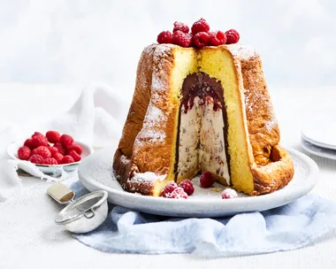 Chocolate hazelnut ice cream pandoro