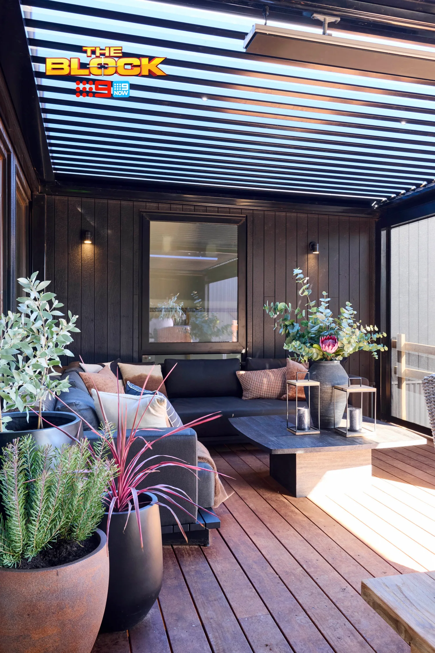 Emma and Ben The Block 2025 Alfresco terrace and shed