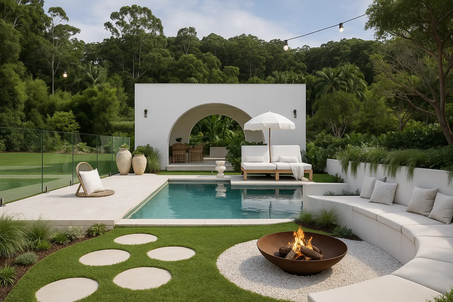 Home Beautiful's sixth Block house backyard and pool design.