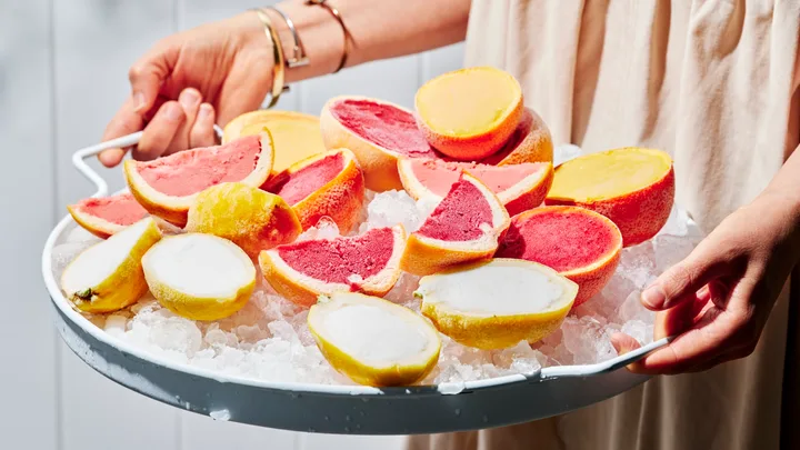 Sorbet in citrus cups