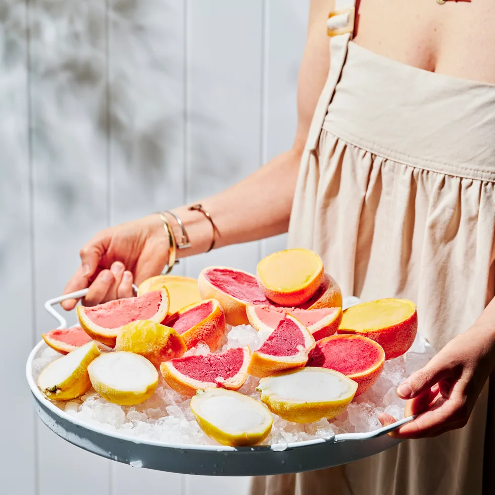 Sorbet in citrus cups