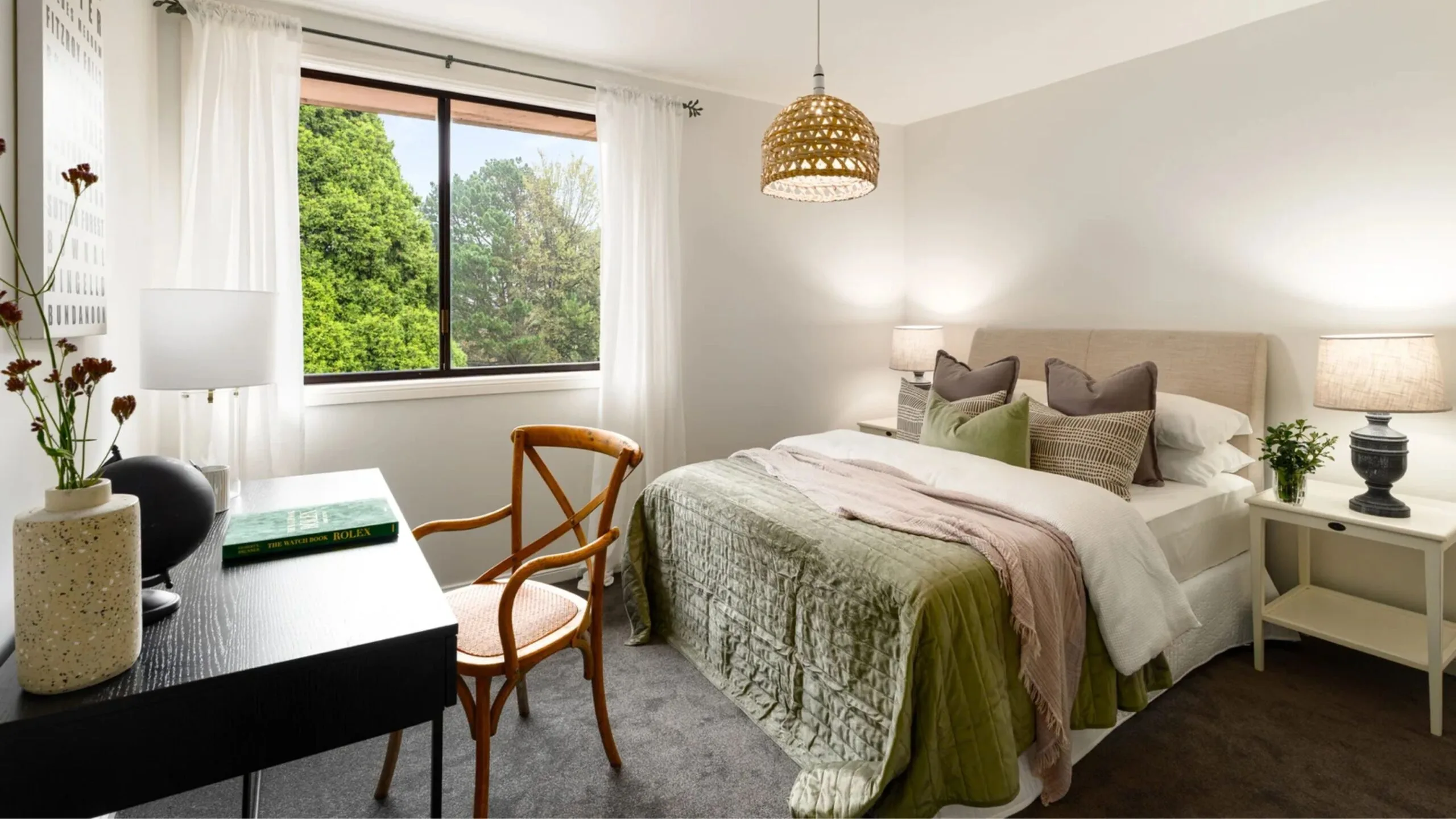 a bedroom in phoebe burgess' southern highlands home