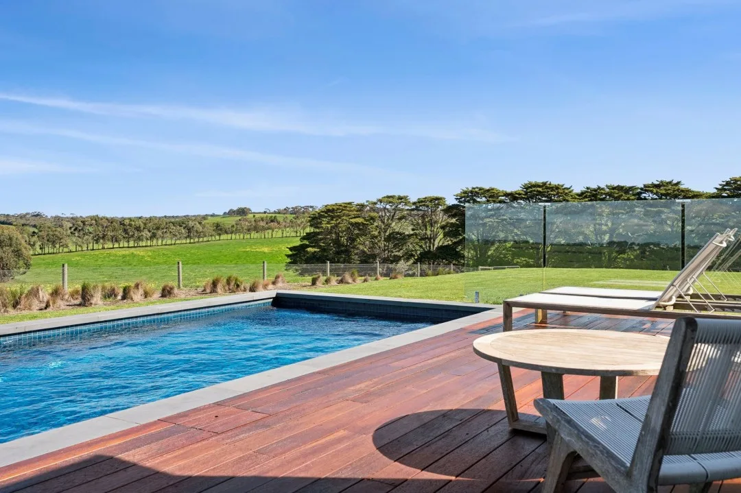 Pool and deck on Tom and Emma Hawkins' Barrabool farm.