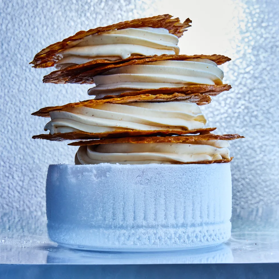 Eggnog brandy snap ice-cream cookies