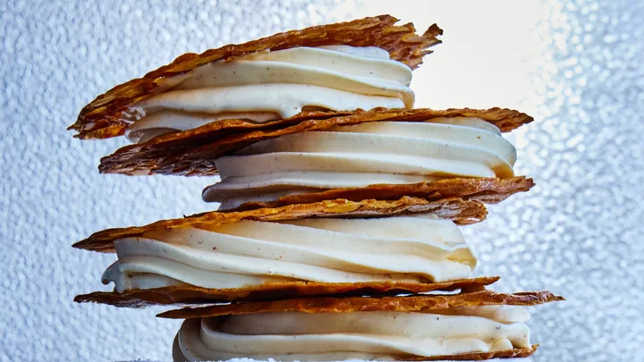 Eggnog brandy snap ice-cream cookies