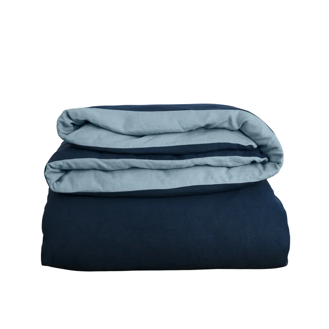 French Flax Linen Double Sided Quilt Cover in IndigoMarine Blue + Best Click Frenzy Sale 2026 Homes Homewares + Best Quality Sheets