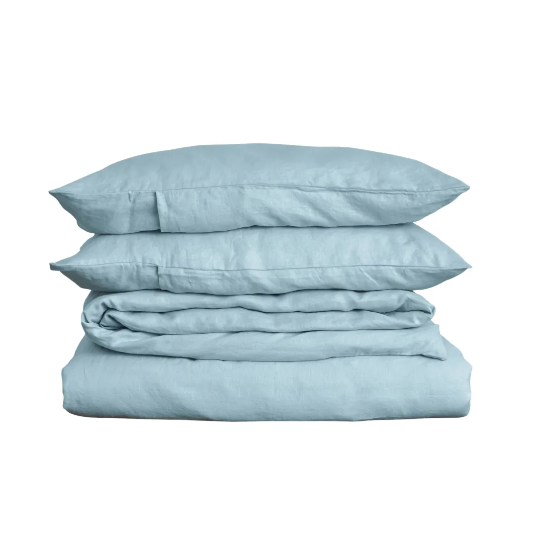 French Flax Linen Quilt Cover Set in Sky Blue + Best Click Frenzy Sale 2026 Homes Homewares + Best Quality Sheets (2)