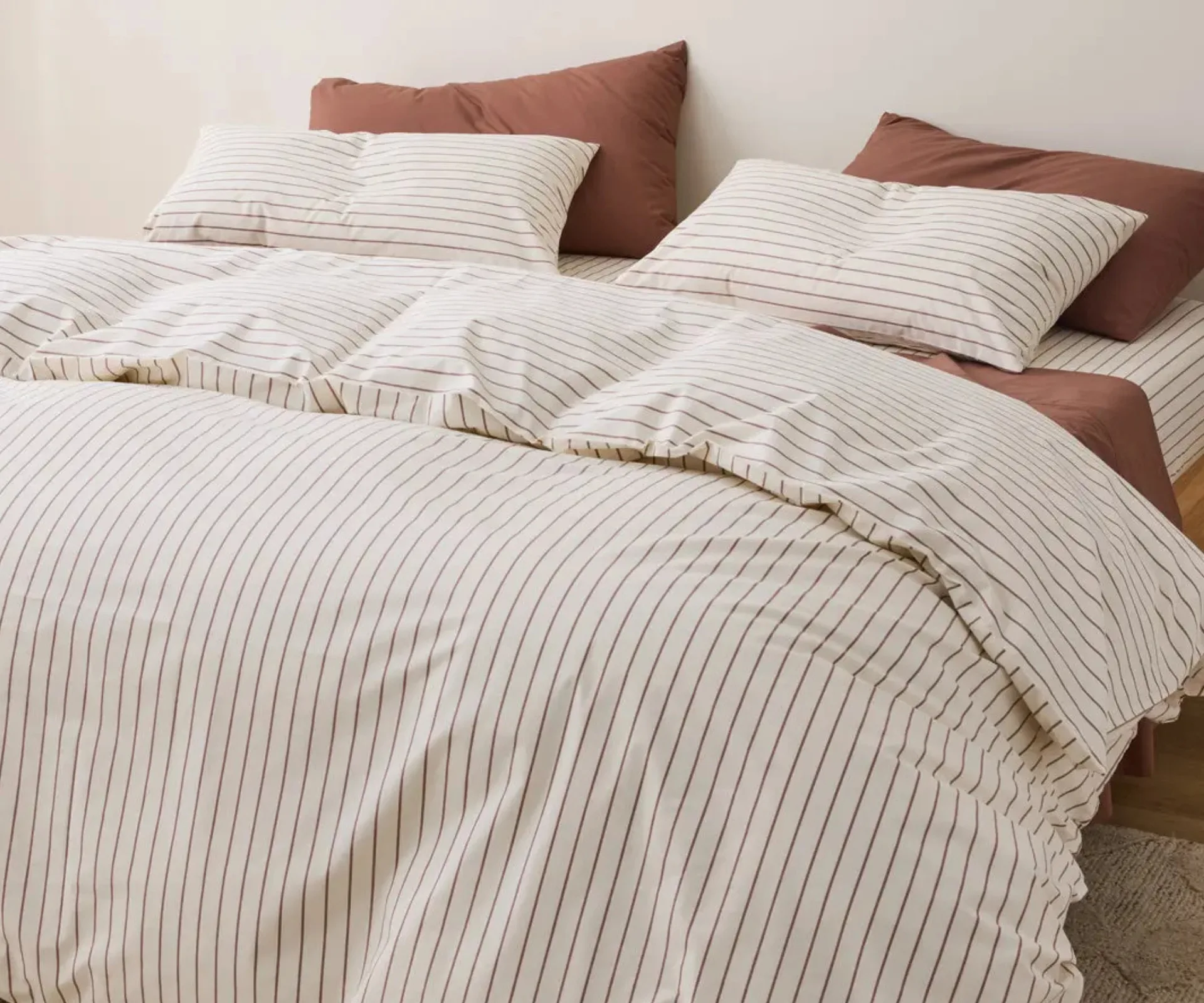 Product image of Sheet Society Jude Organic Cotton Sheet in Sunday Stripe, ranked as one of the best cotton percale sheets and now part of Black Friday bedding sales