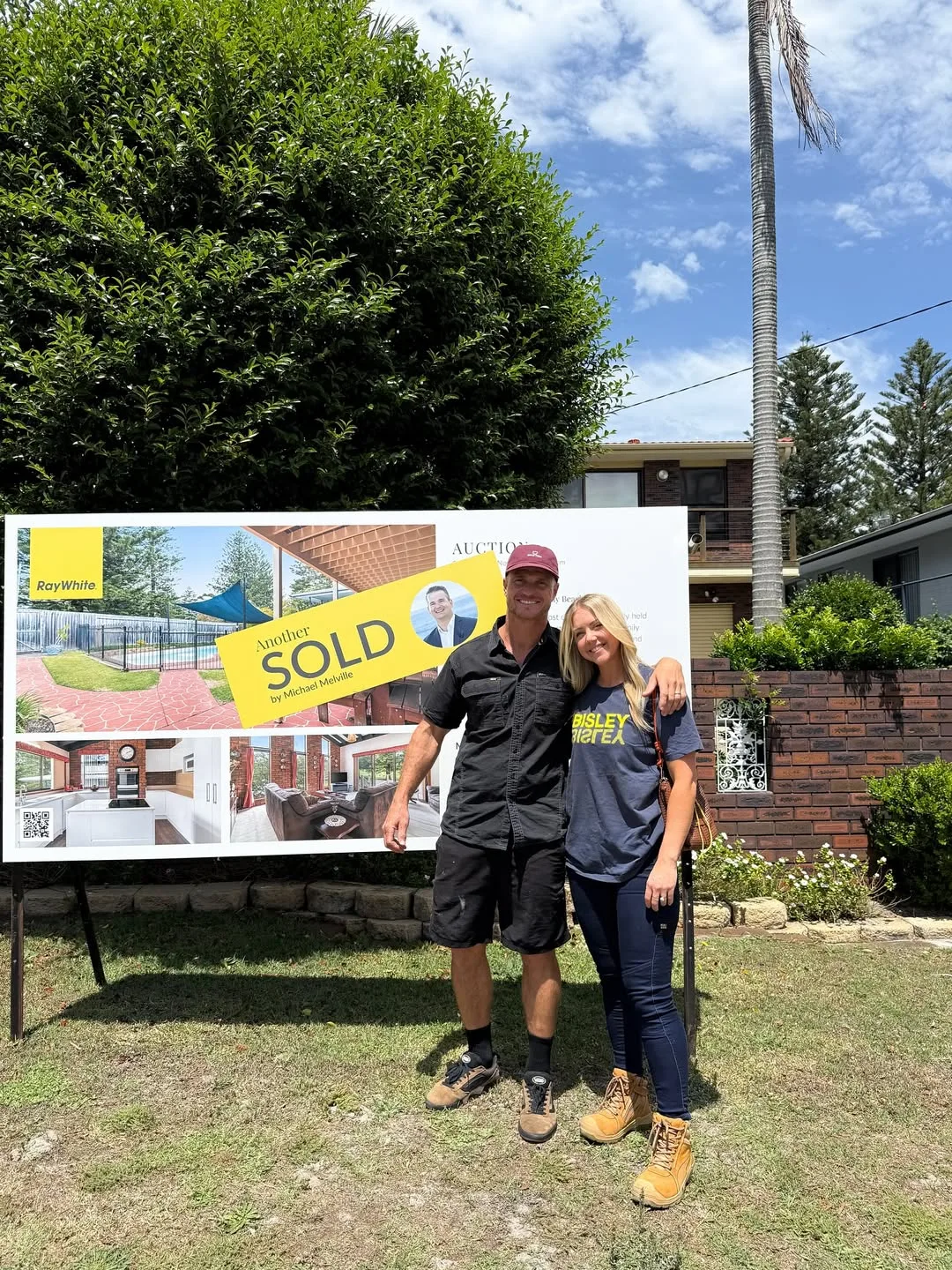 Kyal and Kara outside their new renovation project.