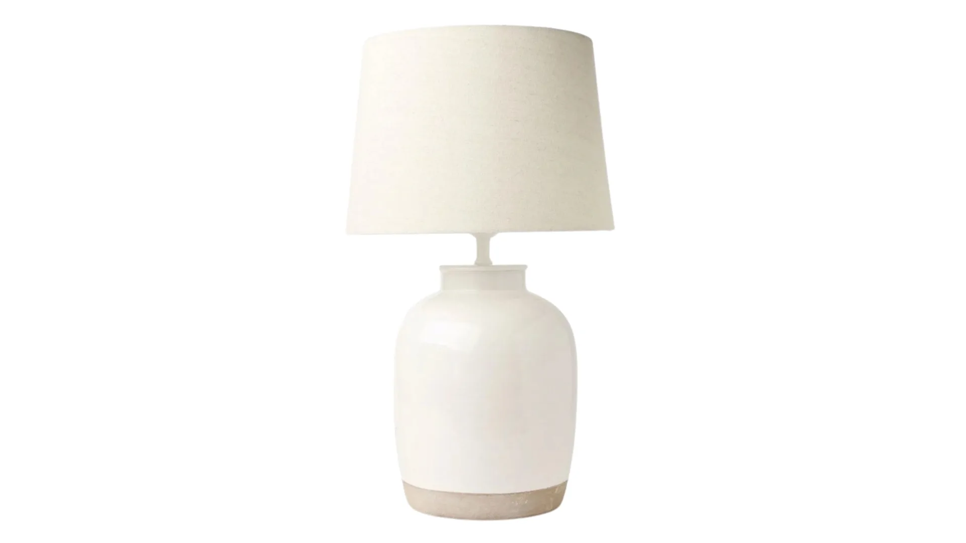 A table lamp with neutral tones.
