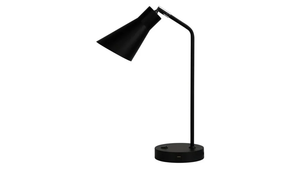 A desk lamp with a black finish