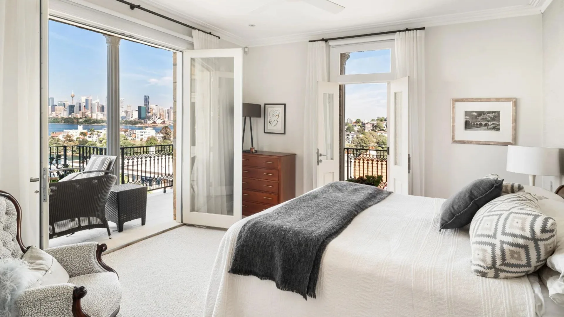 The bedroom inside Lisa Wilkinson's new home. 