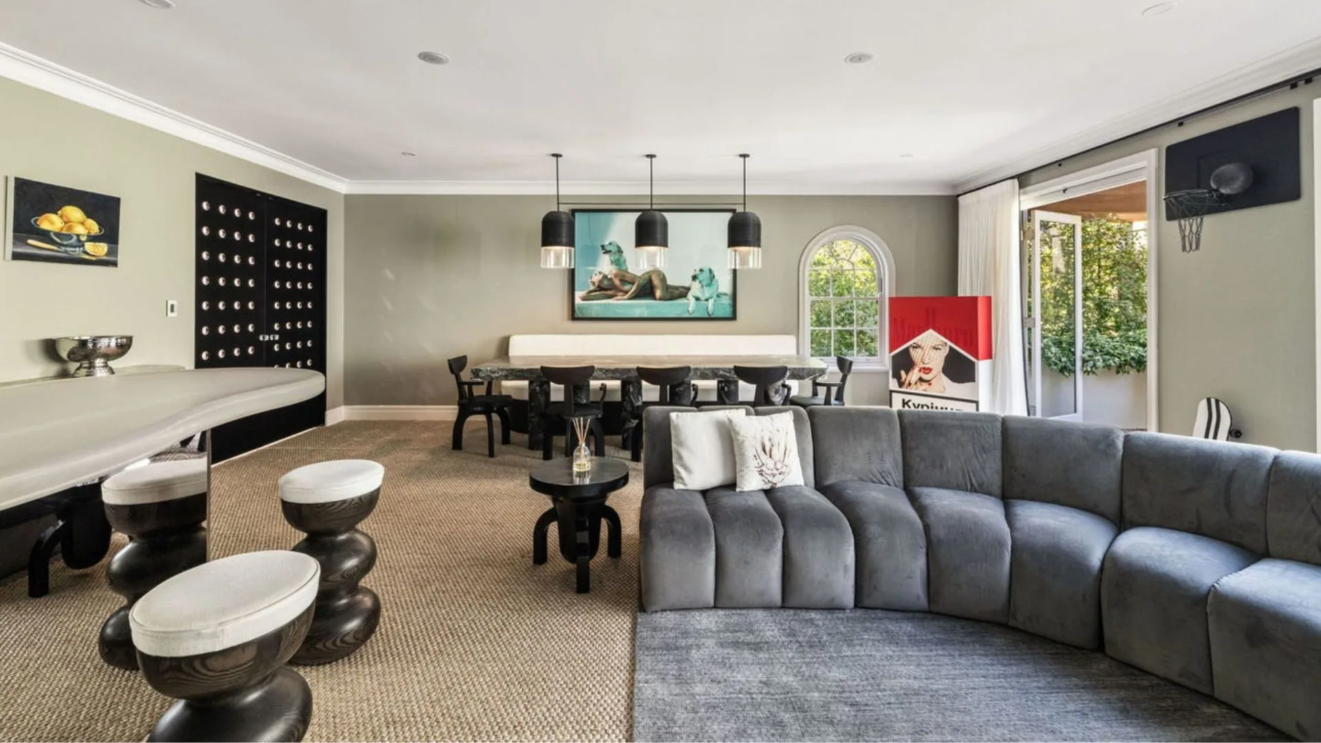 The living room in Michael Clarke's Vaucluse home.