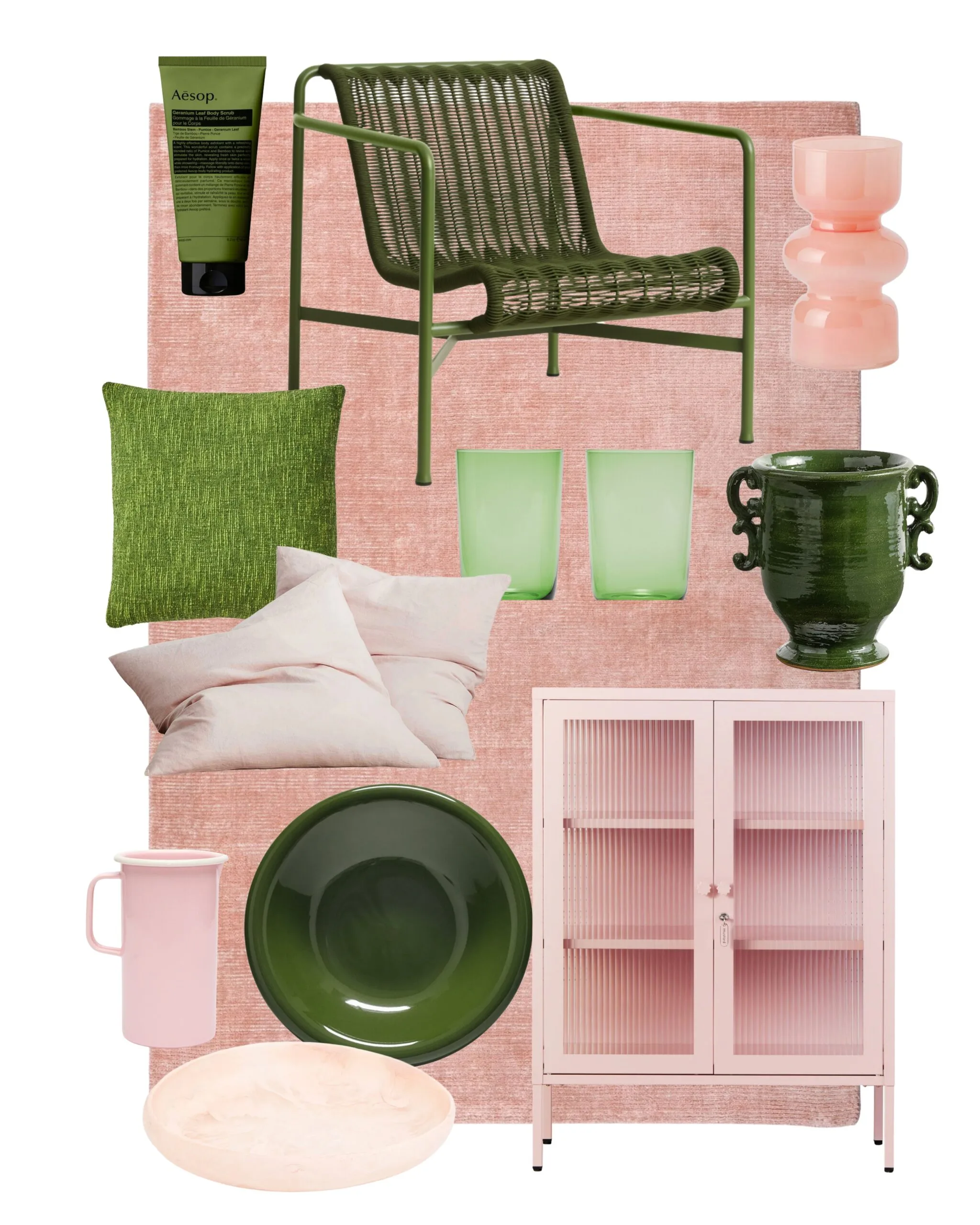pink and green decor