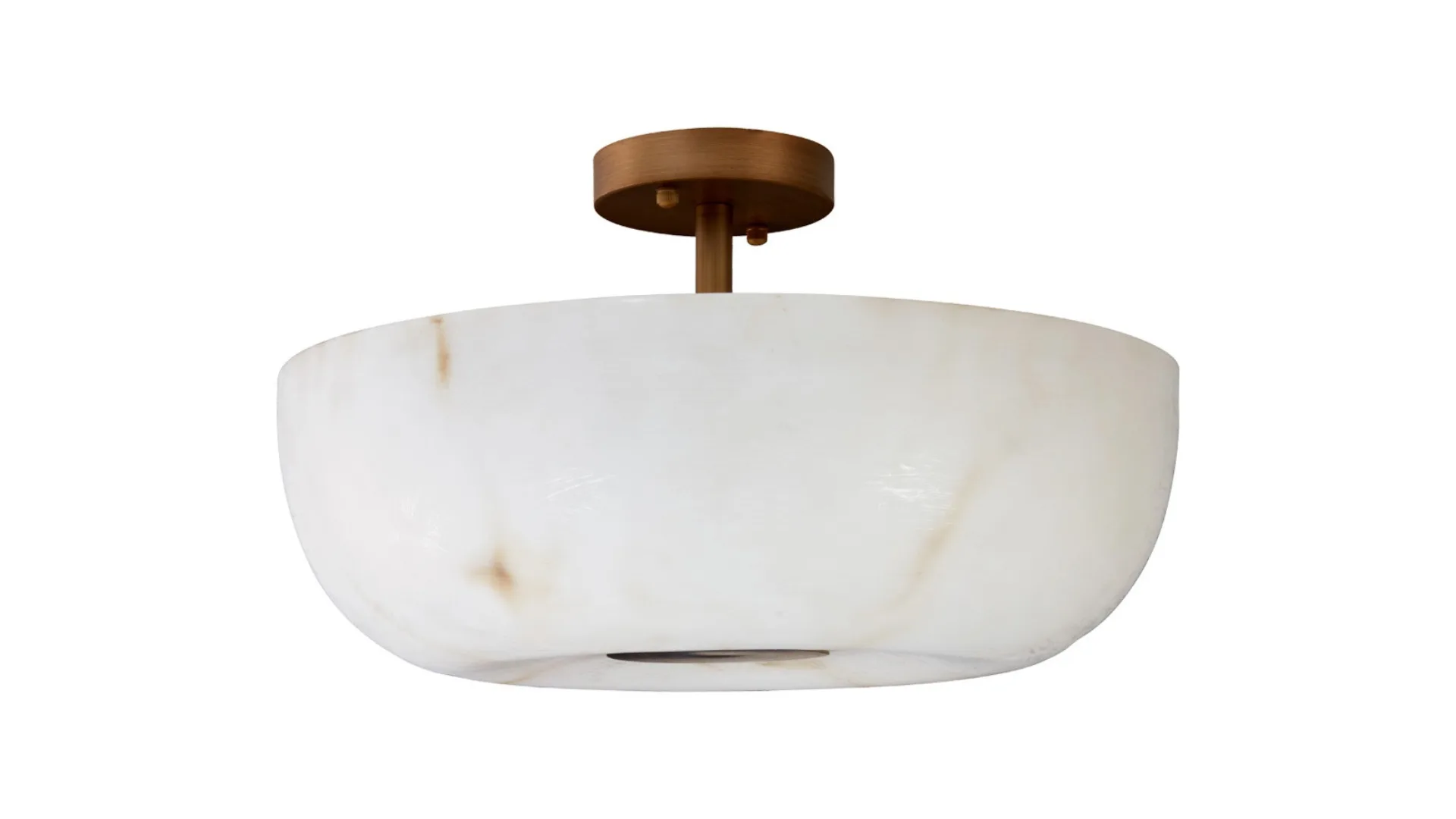 A semi-flush mount ceiling light with porcelain shade.