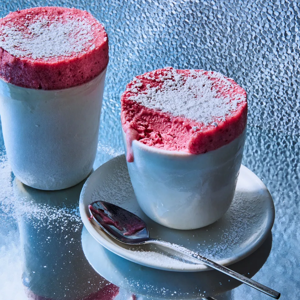 Strawberry cranberry frozen souffles