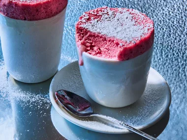 Strawberry cranberry frozen souffles